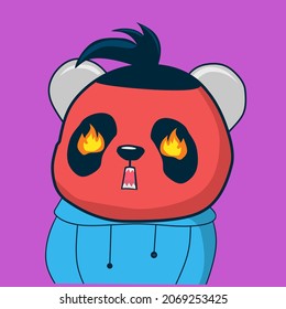The vector art original my artwork, design illustration cute pandai with angry expressy is so adorable. 