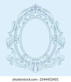 Vector art ornamental motif frames for wedding monogram. Vintage-style oval frame in a classic Baroque or Rococo style.