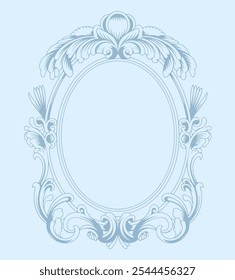 Vector art ornamental motif frames for wedding monogram. Vintage-style oval frame in a classic Baroque or Rococo style.