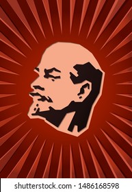 Vector art ortrait of Vladimir Lenin. Leader of Russian revolution in 1917. Symbol of communism. Wallpaper