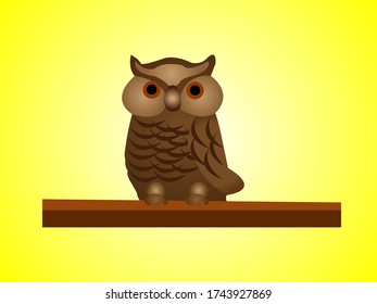 Vector art of owl on a branch, editable eps file available	