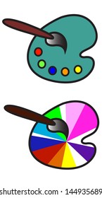 Vector art palette with brown brush 
