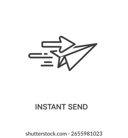Vector art of paper airplane with an arrow indicating instant send