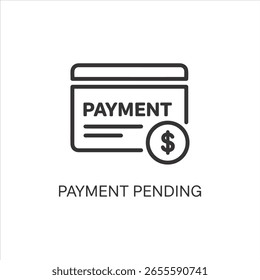 Arte vectorial del ícono de pago pendiente con una tarjeta de crédito y un signo de dólar