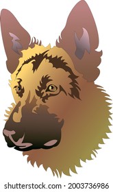 Vector art of a pegigree dog german shepherd gradient isolated illustration