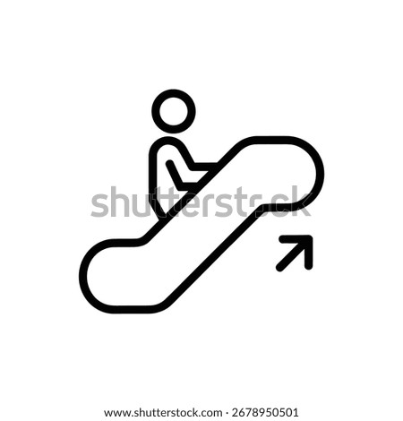 Vector art of person on escalator going up, line icon line icon vector illustration