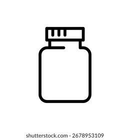 Arte vectorial de la botella de la píldora con la Ilustración vectorial del icono de la línea del casquillo