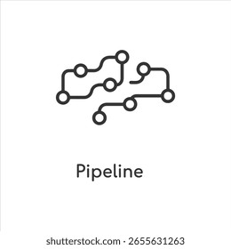 Parte vetorial de um diagrama de pipeline com nós interconectados isolados no fundo branco