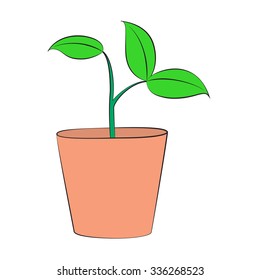 Vector art plant on white background.