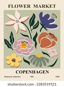 Vector art poster Flower Market print Copenhagen.