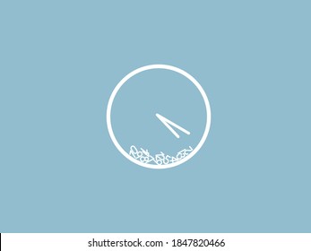 Afiche artístico vectorial con concepto minimalista. El reloj y el tiempo se están desmoronando. Imagen gráfica con números. La ilustración es excelente para portada de cuaderno o libro, banner web con ambiente de creación.