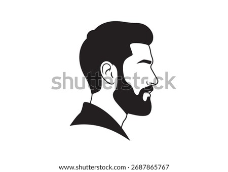Vector art of profile of a man with beard, vector illustration