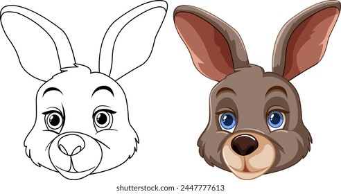 Vector art of a rabbit, outlined and colored