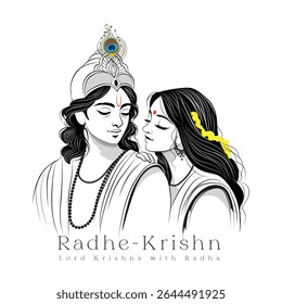 Arte vetorial de Radha Krishna, Uma ilustração de Deus religioso Hindu, Uma arte vetorial de Lord Krishna