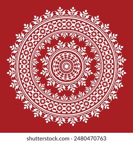 Vector art Rangoli, featuring a mandala design with florals and captures the essence of Indian kolam tradition art form in a beautiful, modern format, perfect for invitations, cards Indian Design etc.