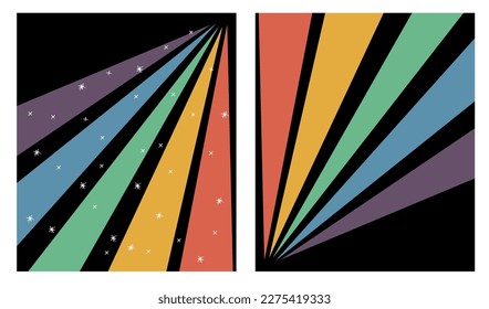 vector art ray of light rainbow and stars black background
