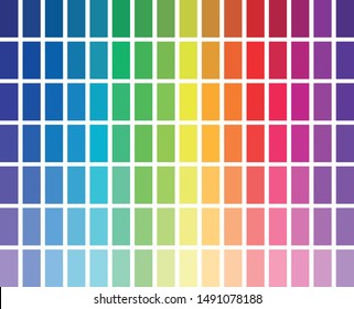 Vector art with rectangles in gradient colors, with blue green, yellow, orange, lilac and purple