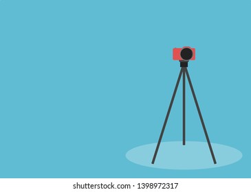 Vector art red camera on blue background