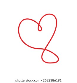 Vector art of red heart line art for love concept