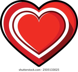 Arte vectorial de un corazón rojo sobre un fondo blanco 
