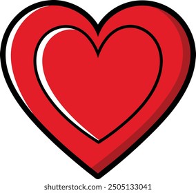 Arte vectorial de un corazón rojo sobre un fondo blanco 