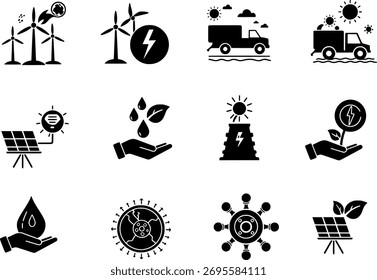 Vektorkunst aus erneuerbaren Energien und umweltfreundlicher Ikonensammlung