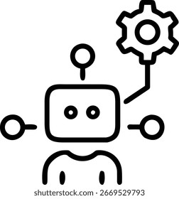 Arte vectorial de robot con engranaje, que representa la inteligencia artificial y la automatización