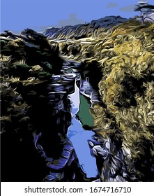 vector art, rock cliff illustrations, and rivers, pictures to print, T shirt screen printing, t shirt, t shirt design, screen printing, screen print 