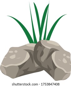 rock de vectores y césped