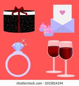 Vector art romantic date Valentine's day gifts diamond