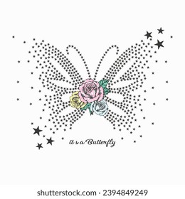 Vektorkunst von Rosenblumen auf Sternschmetterling