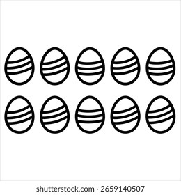 Arte vectorial de una fila de diez simples dibujos de contorno en blanco y negro de