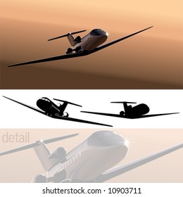 Vector art of russian business-jet. No effects, only simple gradients.