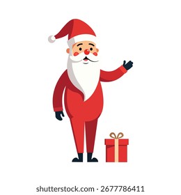 Arte vectorial de Santa Claus con un regalo