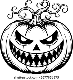 Arte vectorial de calabaza aterradora.