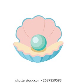 Arte vectorial de concha de perla de mar sobre fondo blanco.