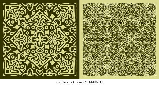 vector art with seamless square carpet pattern