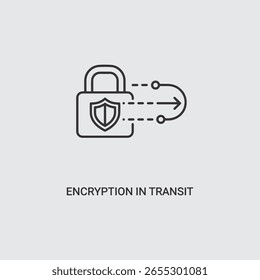 Vector art of secure data encryption in transit with a lock icon