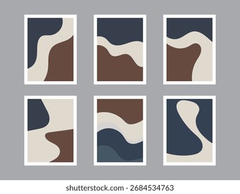 Vector art of set of abstract art print. wall poster set wavy shape. vector illustration 
