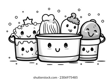 vector Art, Set of bucket doodle, Lineart Doodle