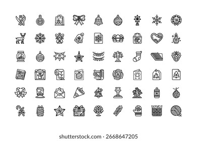 Vector art of set of christmas and holiday icons isolated