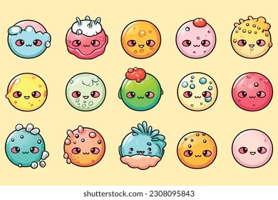 Vektorkunst, Set von Cute-Ball-Zeichen, Halloween-Illustration