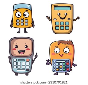 Vector Art, Set of Cute Calculator Character