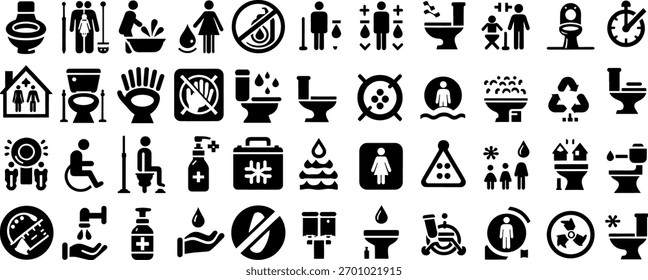 Arte vectorial del conjunto de iconos de higiene y baño