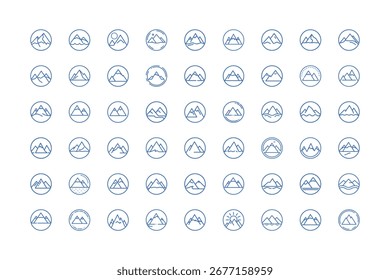 Vector art of set of mountain landscape icons
