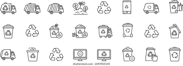 Vector art of set of recycling and garbage icons