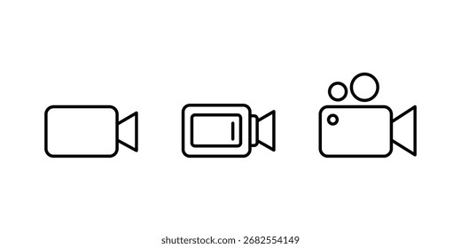Vector art of set of video camera line icon vector