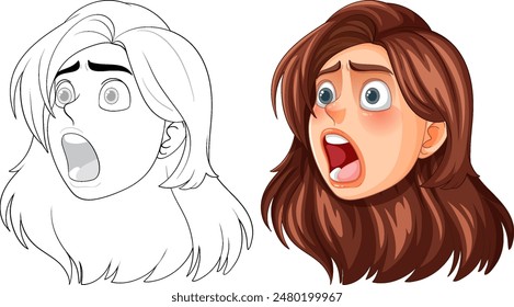 Vector art of a shocked woman's expression