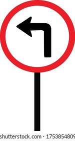 signo de arte vectorial. giro a la izquierda en rojo y negro