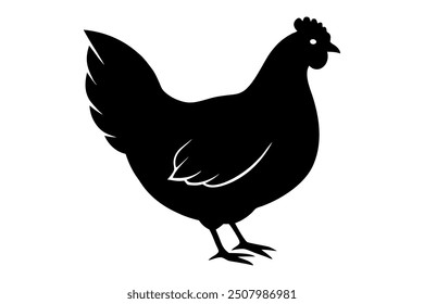 A vector art silhouette hen illustration on white background